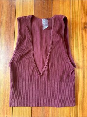 Ribbed Deep V-Neck Tank Top